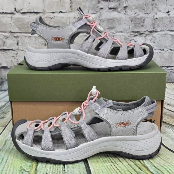 KEEN Astoria West Sandals Women’s 8.5 Gray Coral Waterproof 1023589 w/Box - Picture 2 of 10